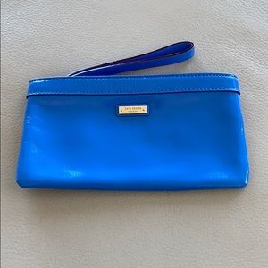 Kate Spade patent leather blue leather clutch